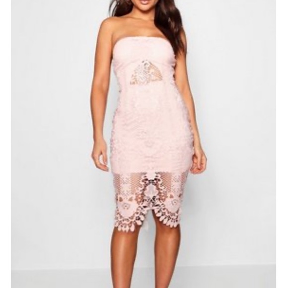 Pink crochet lace midi dress - Picture 1 of 8